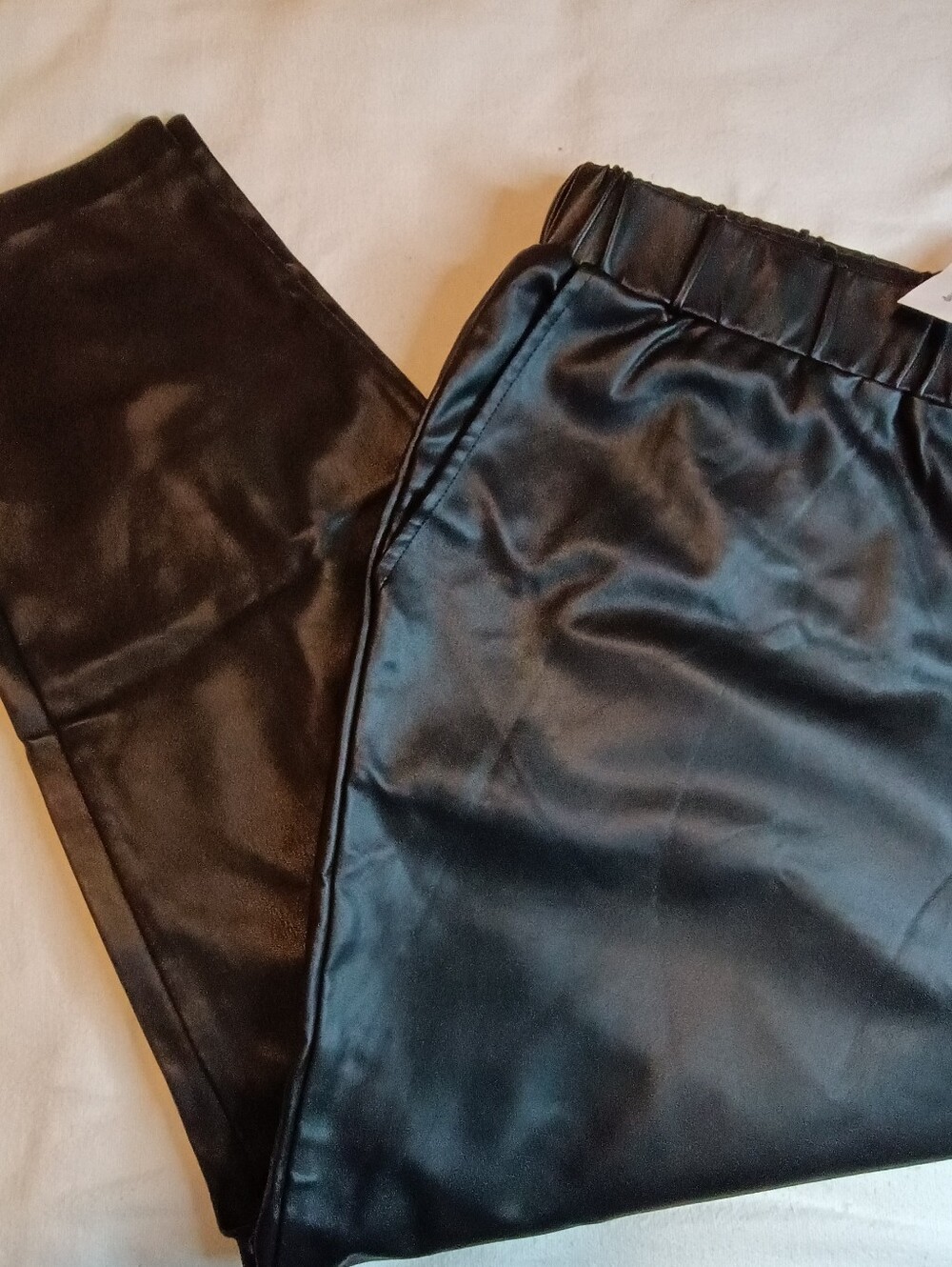 Black Polyurethane XXL Pants Faux Leather Soft Lining